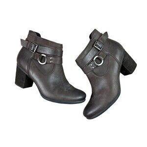 Josef Siebel Ankle Boots w Straps  Women's Size 37 / 6.5  Dark Taupe Leather